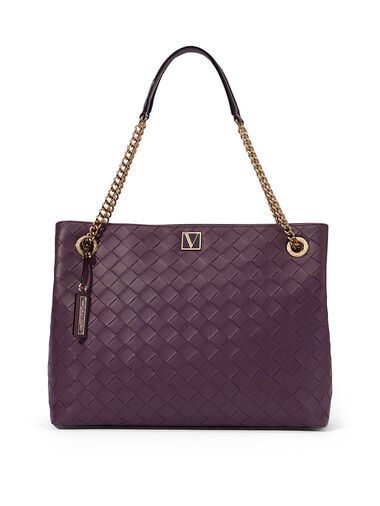Sac Porté Épaule Victoria, Black Violet Woven, large