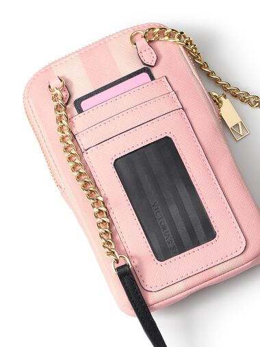 The Victoria Phone Crossbody, Pink Stripe, large
