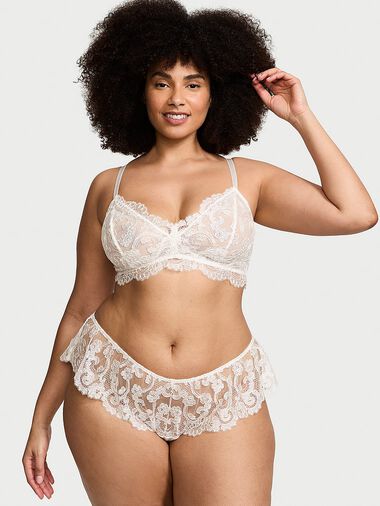 Boho Floral Embroidery Bralette & Panty Set, Coconut White, large