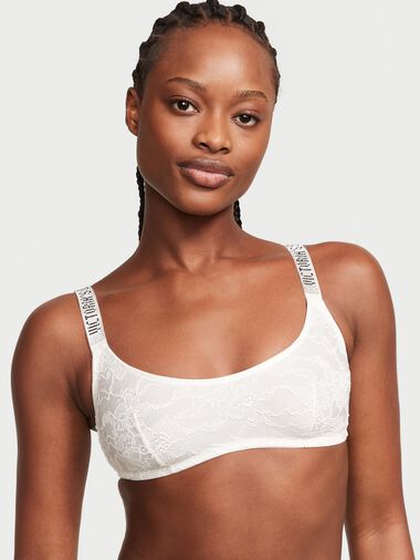 Brassière À Encolure Dégagée Avec Bretelles Brillantes, Coconut White, large