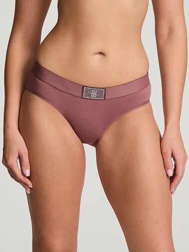 Culotte Haute En Coton Avec Patch Brillant Motif Logo, Vintage Rose, large