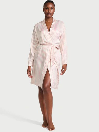 Kimono Midi En Satin, Pink Iconic Stripe, large