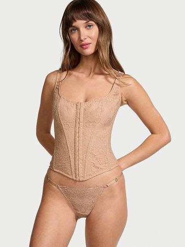 Classic Lace Corset Set, PRALINE, large