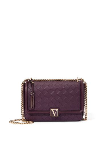 Sac Porté Épaule Format Moyen Victoria, Black Violet Woven, large