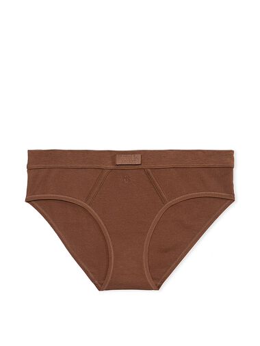 Culotte Haute En Coton Avec Écusson Logo, Mousse, large
