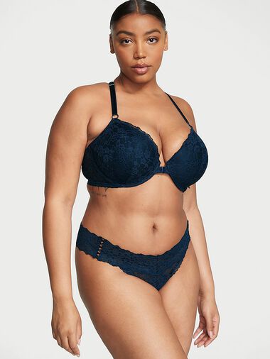 String En Dentelle Avec Laçage, Noir Navy, large
