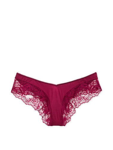 Culotte Sexy Échancrée Et Bordée De Dentelle Avec Motif De Roses, Campari, large