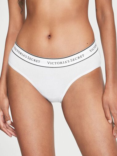 Culotte Haute En Coton Avec Logo, VS White, large