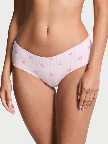 No-show Cheeky Panty, Purest Pink Logo Stripes, large