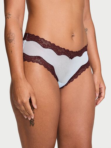 Culotte En Maille Tease Bordée De Dentelle, Light Blue, large