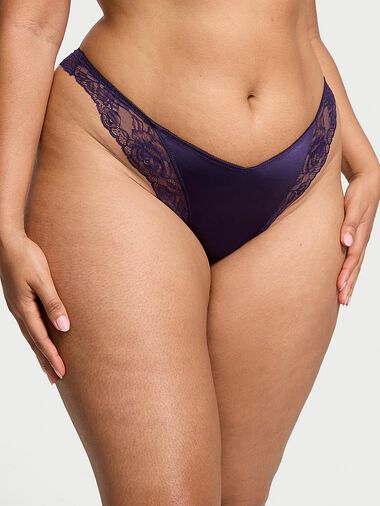 String Sexy Échancré Et Bordé De Dentelle Avec Motif De Roses, Amethyst, large