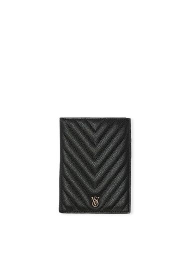 Passport Cover, Black V-Quilt, large