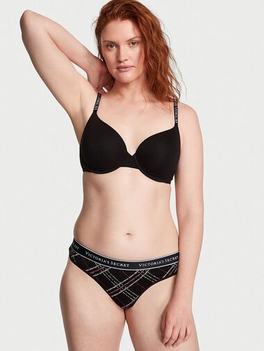 String En Coton Avec Logo, Black Logo Plaid, large