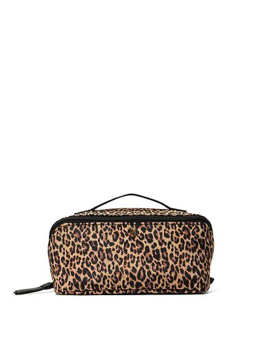 3-piece Expandable Travel Makeup Bag, Leopard, large