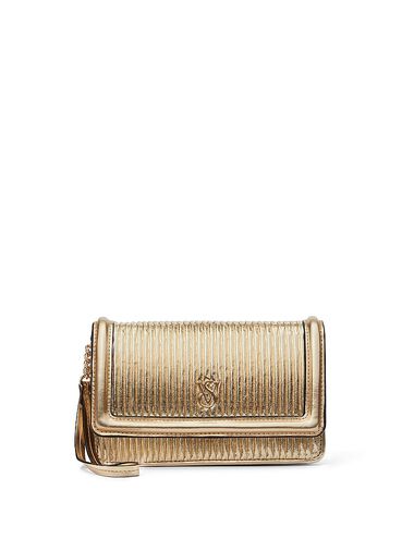 Pochette De Téléphone, Gold Pleated, large