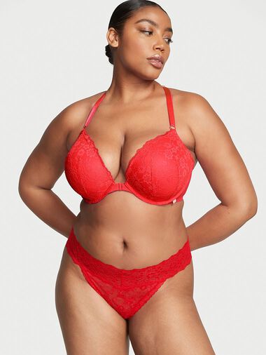 String En Dentelle Posey Avec Laçage, Lipstick Red, large