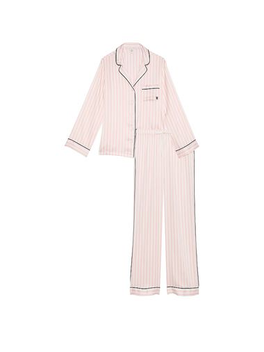 Ensemble Pyjama Long En Satin Glacé Du Défilé De Mode Victoria’s Secret 2024, Iconic Stripe, large