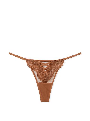 String Avec Broderie Florale Bohème, Caramel, large