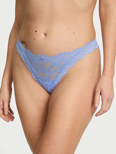 Lace Thong Panty, Cameo Blue, large