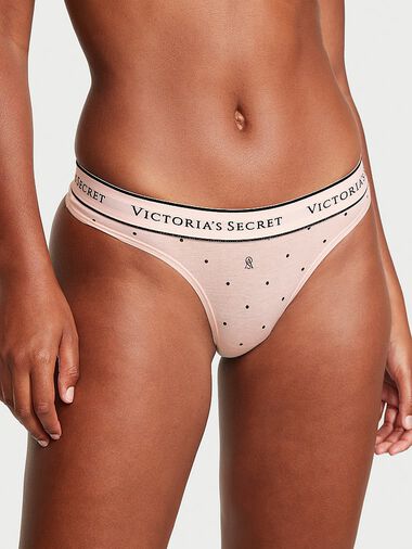 Culotte Haute En Coton Avec Logo, VS Pink Logo Dot, large