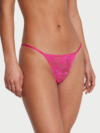 V-string En Dentelle Avec Lanières Brillantes, Forever Pink, large