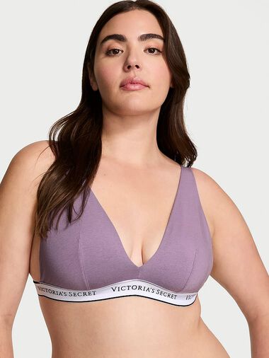 Bralette Plongeante En Coton Sans Armatures, Frozen Plum, large