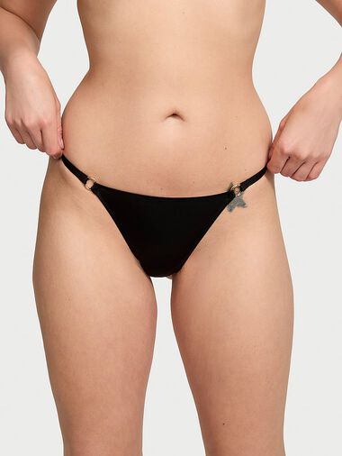 V-string Avec Anneaux Métalliques, Black, large