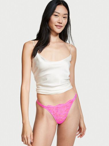 Culotte Brésilienne En Dentelle À Lanières Brillantes Ornées De Cœurs, Description, large