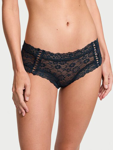 Culotte En Dentelle Avec Laçage, Noir Navy, large