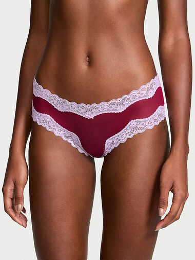 Culotte En Maille Tease Bordée De Dentelle, Campari Red, large
