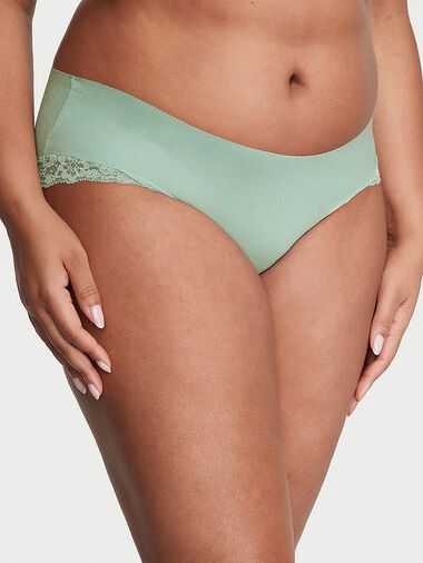 Culotte Haute Invisible Bordée De Dentelle, Green, large