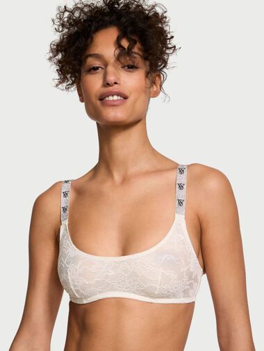 Brassière En Dentelle À Encolure Dégagée Avec Bretelles Brillantes, COCONUT WHITE72Y 34Y5, large