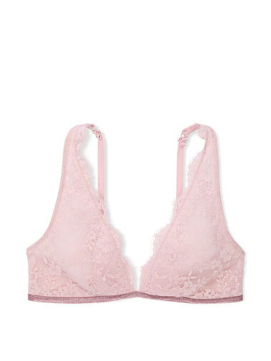 Soutien-gorge Triangle En Dentelle Avec Bande Scintillante, Chalk Rose, large