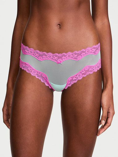 Tease Mesh Lace-trim Cheeky Panty, Waterfall & New Peony, large