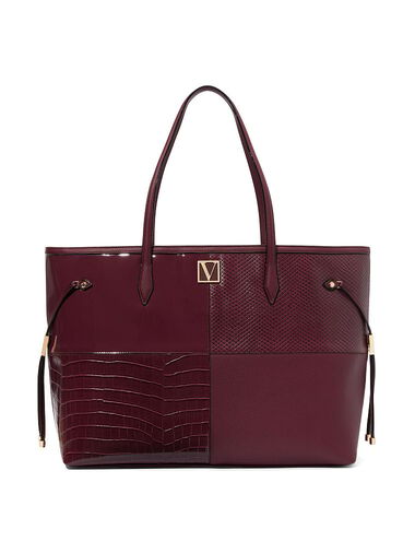 The Victoria Carryall Tote, Bordeaux Patchwork, large