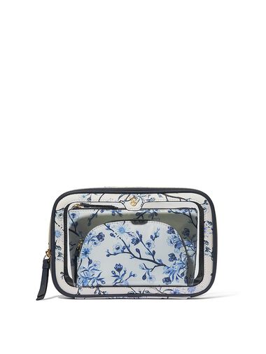 Trousse De Maquillage 3 Pièces, Blue Floral, large