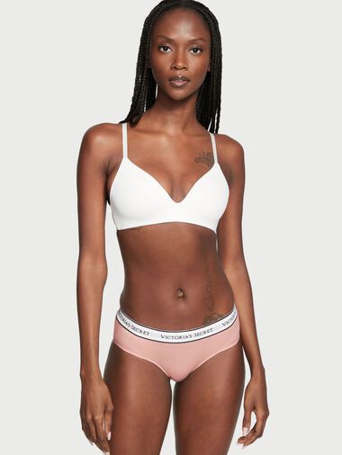 Culotte Haute En Coton Avec Logo, Misty Rose, large
