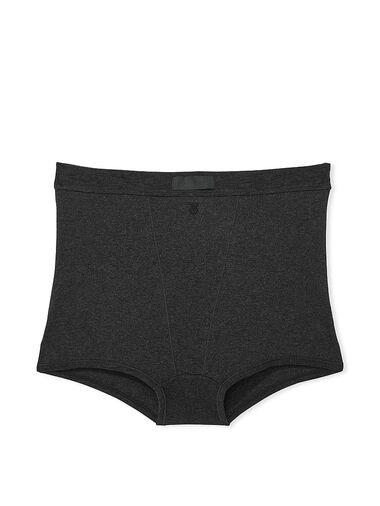 Culotte Haute En Coton Avec Écusson Logo, Charcoal Grey, large