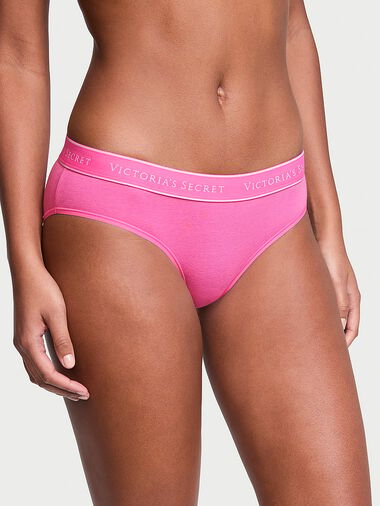 Culotte Haute En Coton Avec Logo, Hollywood Pink, large