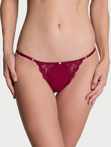 V-string Ajustable Avec Détails En Dentelle, Campari Red, large