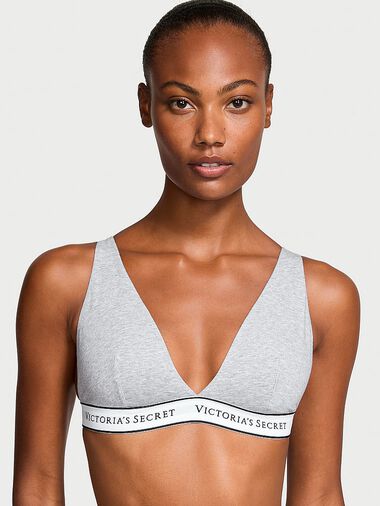 Bralette Décolletée En Coton Sans Armature, Heather Grey, large