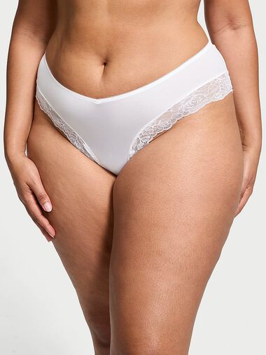 Rose Lace-trim High-leg Cheeky Panty, Vs White, large