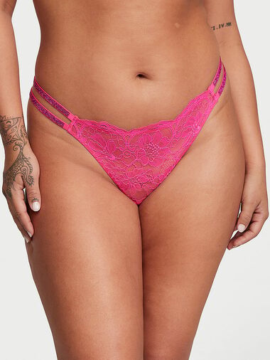 String En Dentelle À Doubles Lanières Brillantes, Forever Pink, large