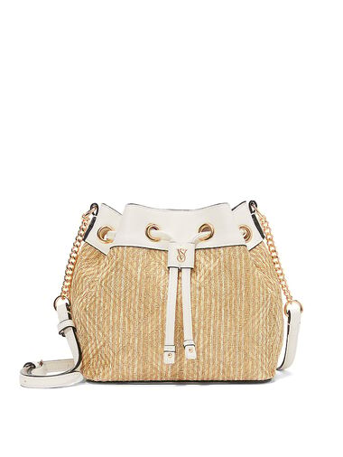 Mini Bucket Bag, Straw, large