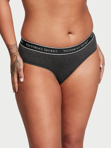Culotte Haute En Coton Avec Logo, Charcoal Heather Grey, large