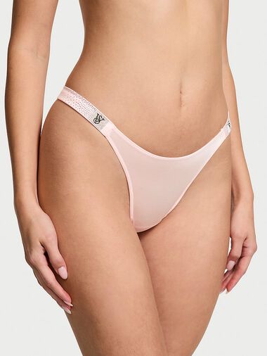 Scattered Shine Strap Smooth Thong Panty, Angel Pink, large