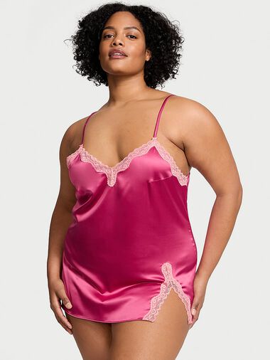Mini-nuisette Tease En Satin Avec Finitions En Dentelle, LUSCIOUS ROSE, large
