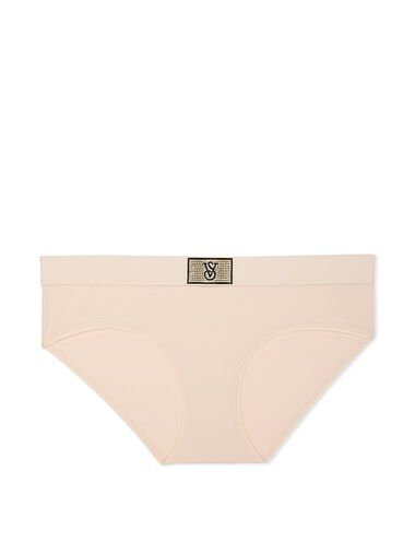 Culotte Haute En Coton Avec Patch Brillant Motif Logo, Marzipan, large
