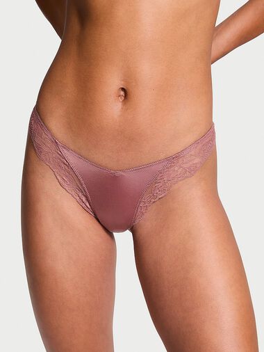 String Sexy Échancré Et Bordé De Dentelle Avec Motif De Roses, Vintage Rose, large