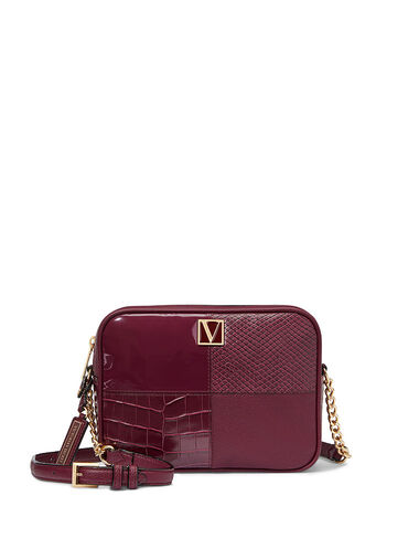 The Victoria Top-zip Crossbody, Bordeaux Patchwork, large